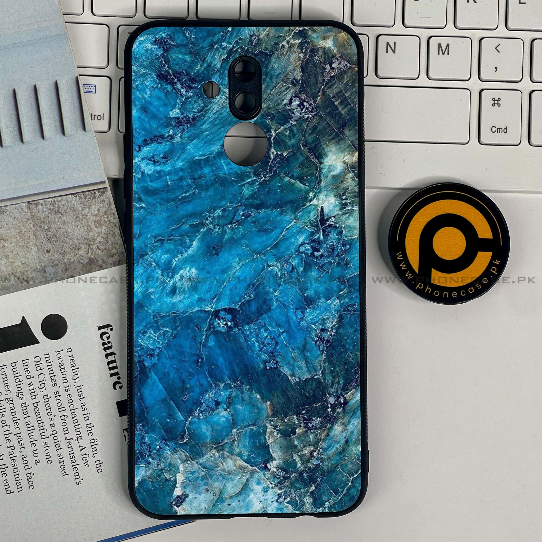 Huawei Mate 20 Lite - Blue Marble Series - Premium Printed Glass soft Bumper shock Proof Case