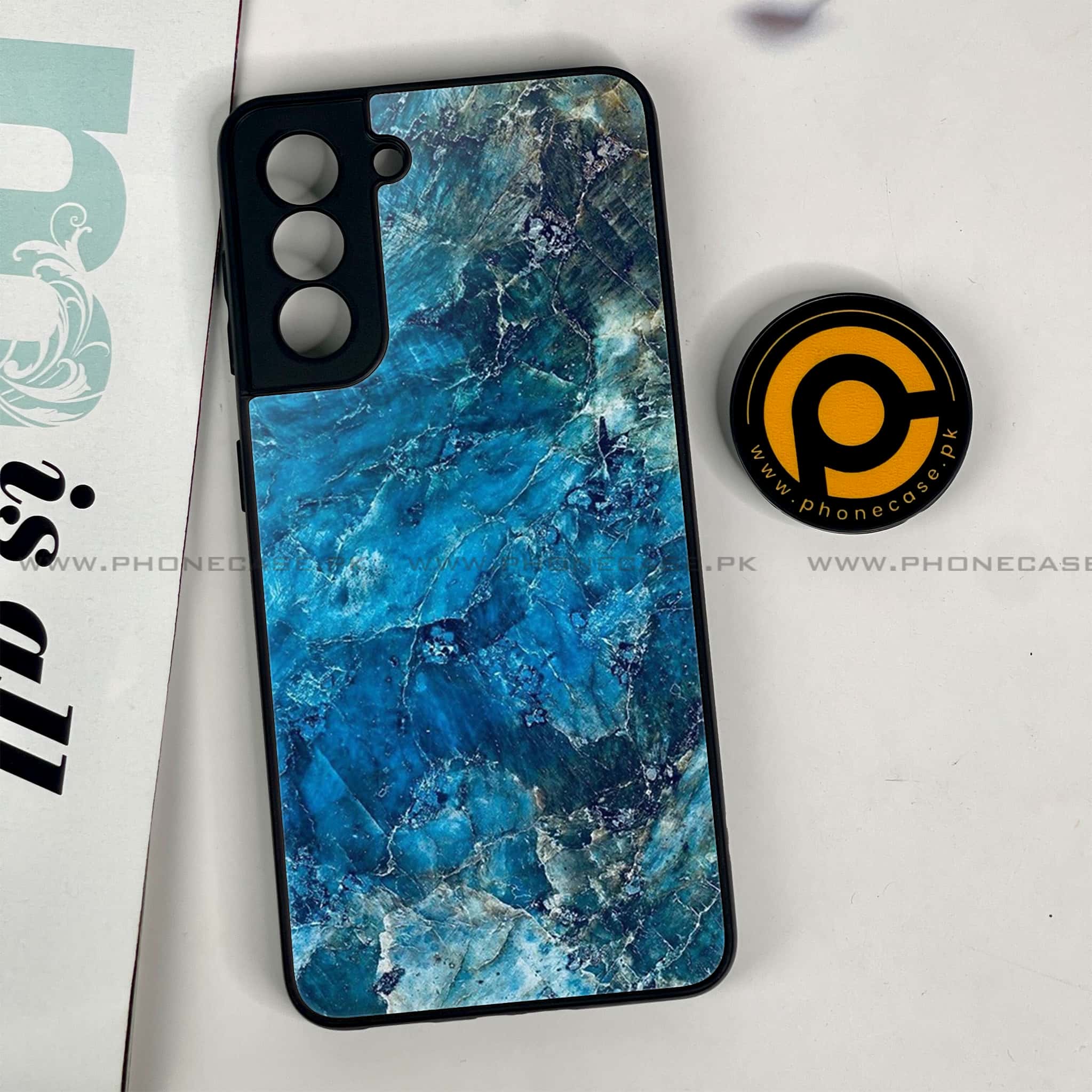 Samsung Galaxy S21 - Blue Marble Series - Premium Metal Printed soft Bumper shock Proof Case