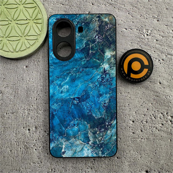 Xiaomi Poco X7 Pro 5G - Blue Marble Series - Premium Metal Printed soft Bumper shock Proof Case