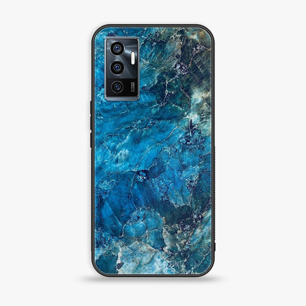 Vivo V23e - Blue Marble Design 10 - Premium Printed Glass soft Bumper shock Proof Case CS-21141