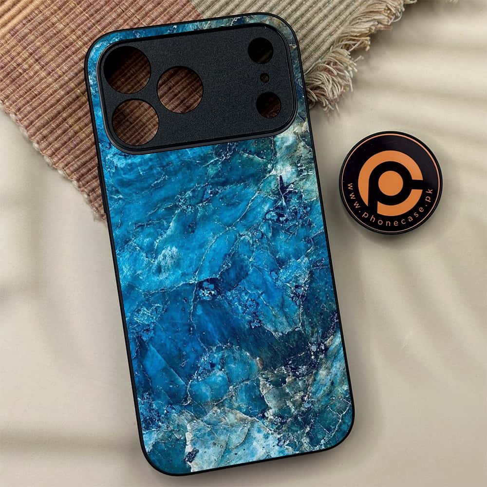 iPhone 17 Pro Max - Blue Marble Series - Premium Metal Printed soft Bumper shock Proof Case