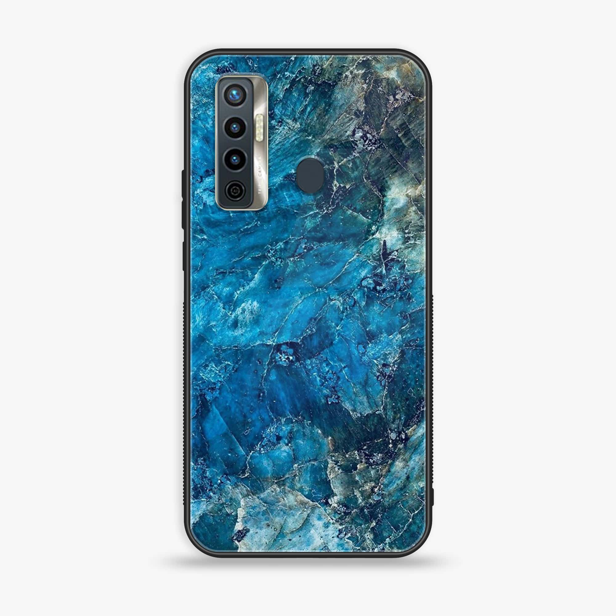 Tecno Camon 17 - Blue Marble Series - Premium Printed Glass soft Bumper shock Proof Case