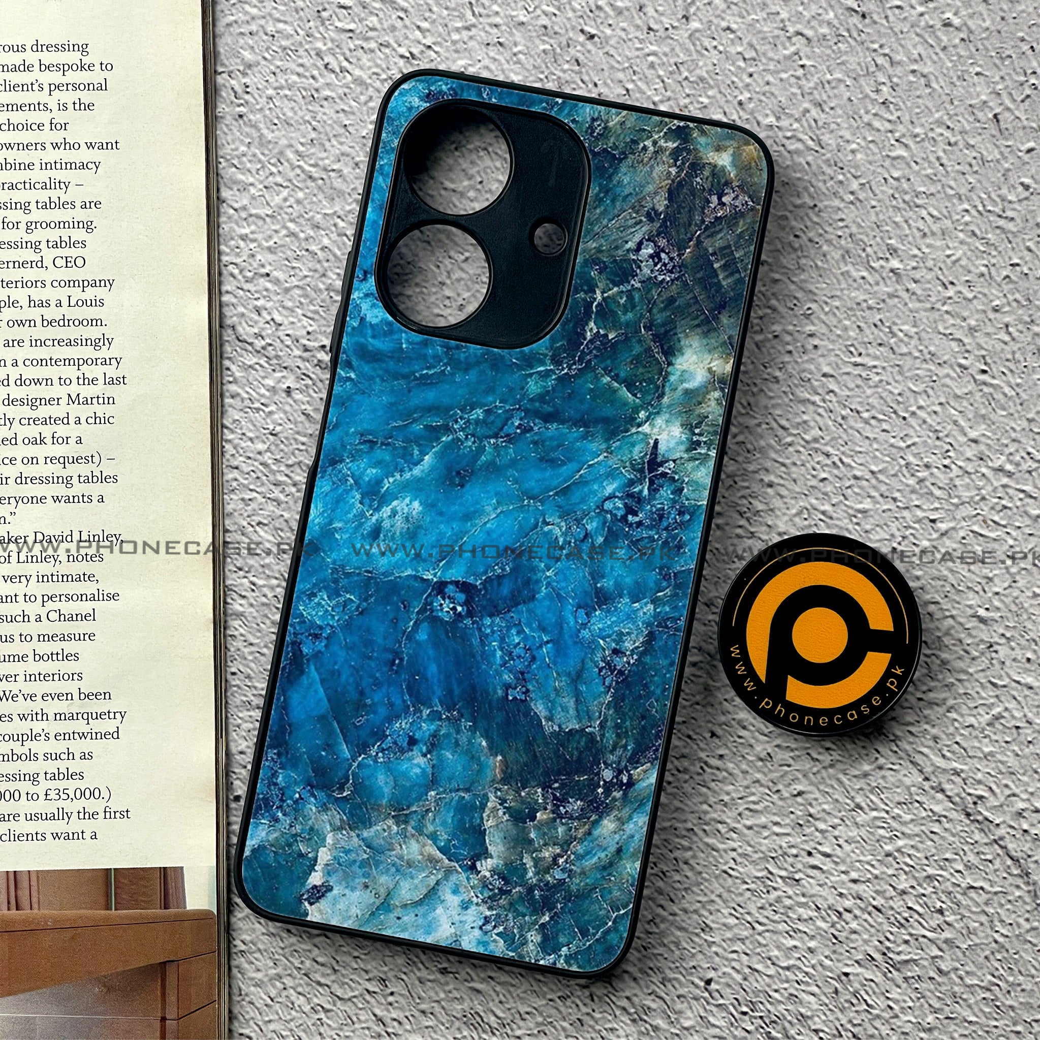 Realme Note 60 - Blue Marble Series - Premium Printed Glass soft Bumper shock Proof Case