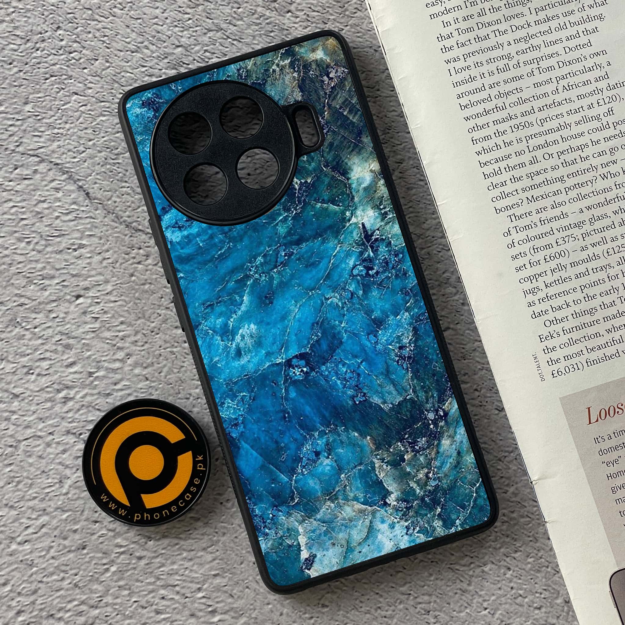 Tecno Spark 20 pro plus - Blue Marble Series - Premium Printed Glass soft Bumper shock Proof Case