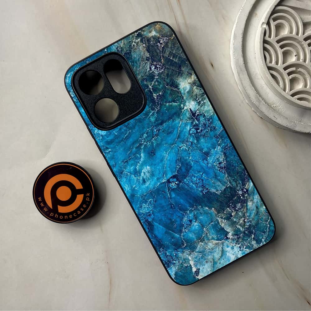 Oppo Reno 14F - Blue Marble Series - Premium Metal Printed Soft Bumper Shockproof Case