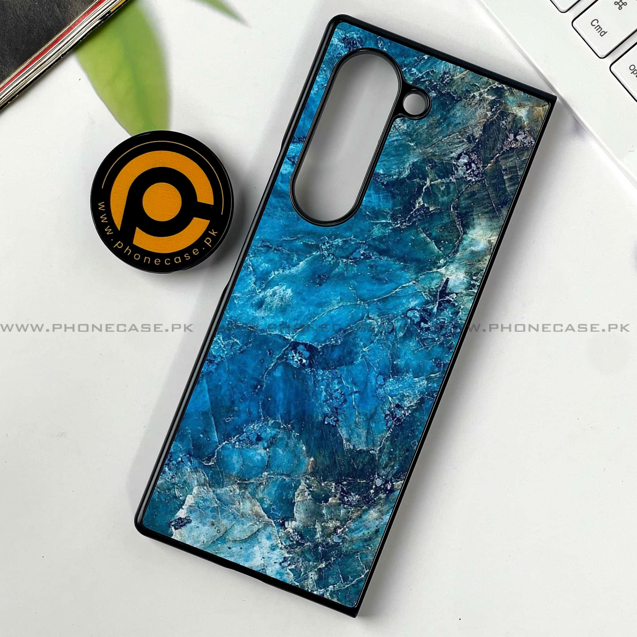 Samsung Galaxy Z Fold 6 - Blue Marble Series - Premium Printed Metal soft Bumper shock Proof Case