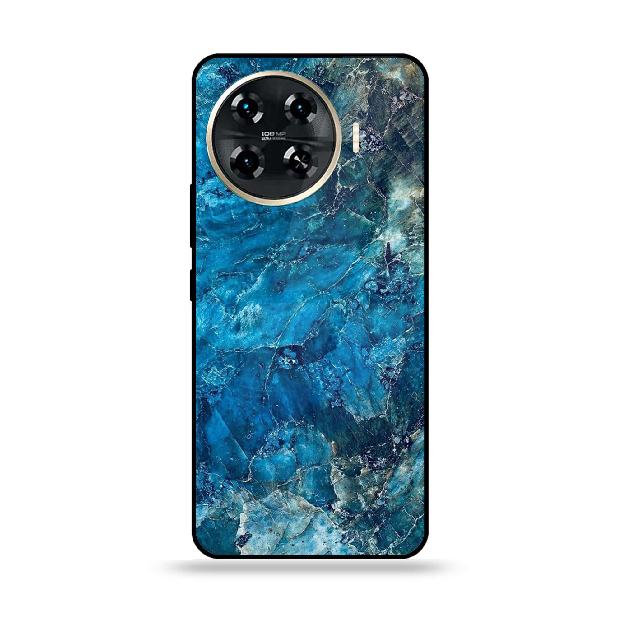 Tecno Spark 20 pro plus - Blue Marble Series - Premium Printed Glass soft Bumper shock Proof Case