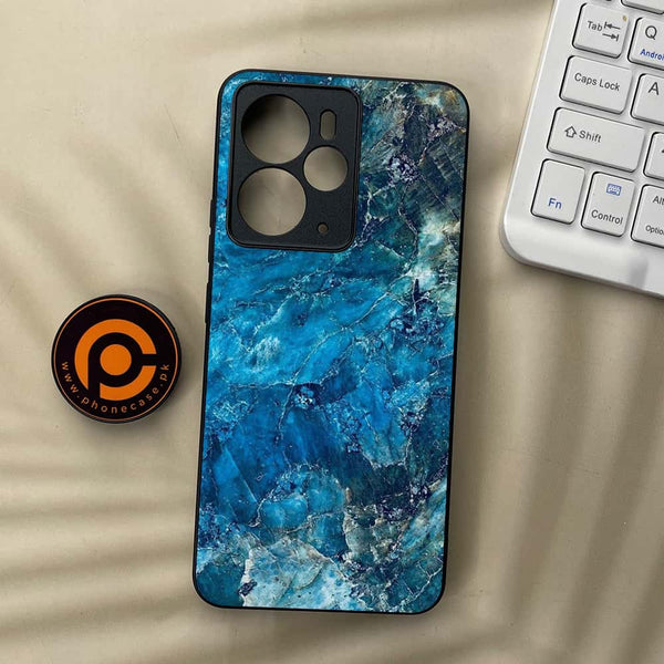 Realme 14 5G - Blue Marble Series - Premium Metal Printed soft Bumper Shock Proof Case