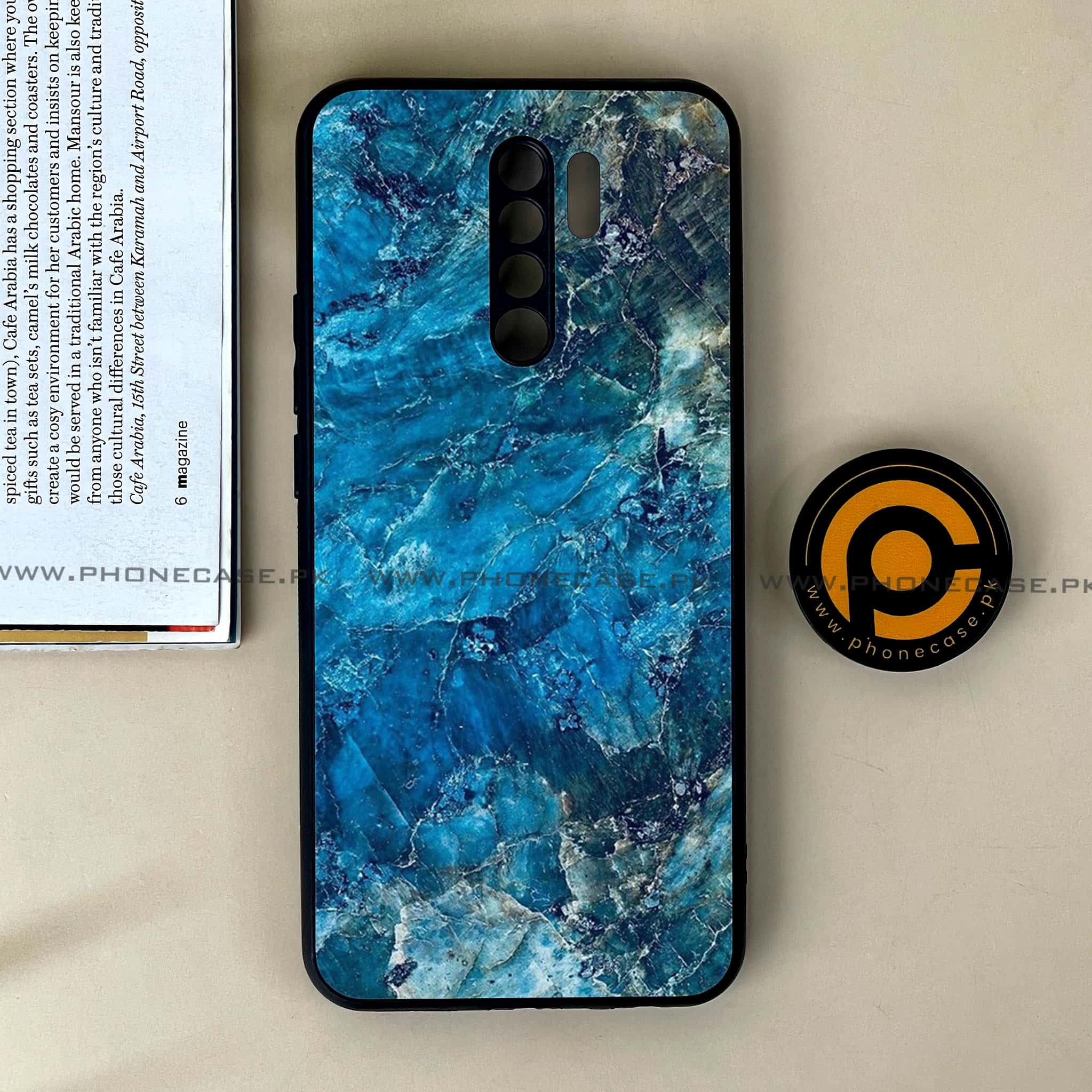 Xiaomi Redmi 9 - Blue Marble Series - Premium Printed Glass soft Bumper shock Proof Case