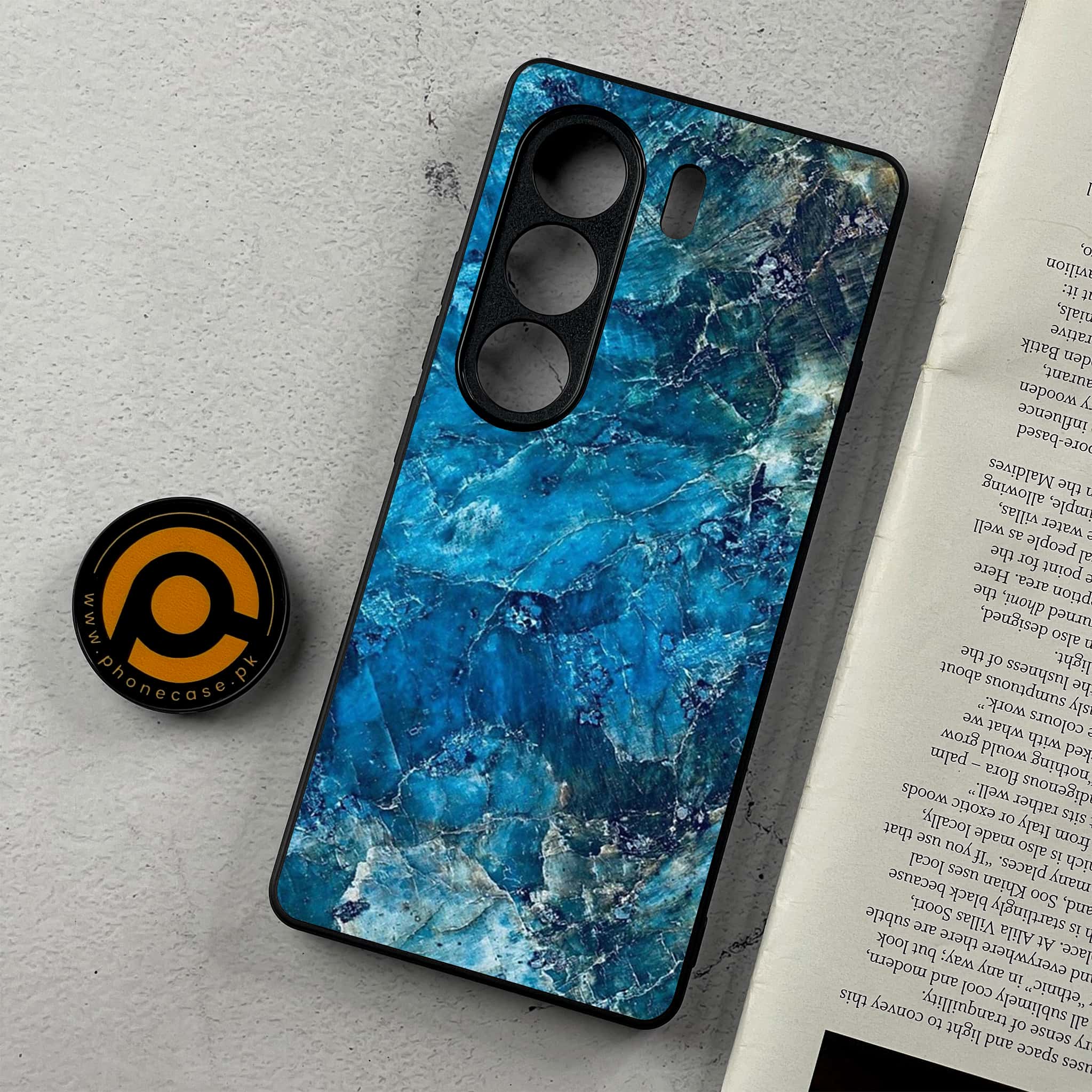 Tecno Camon 40 - Blue Marble Series  - Premium Metal Printed Soft Bumper Shockproof Case