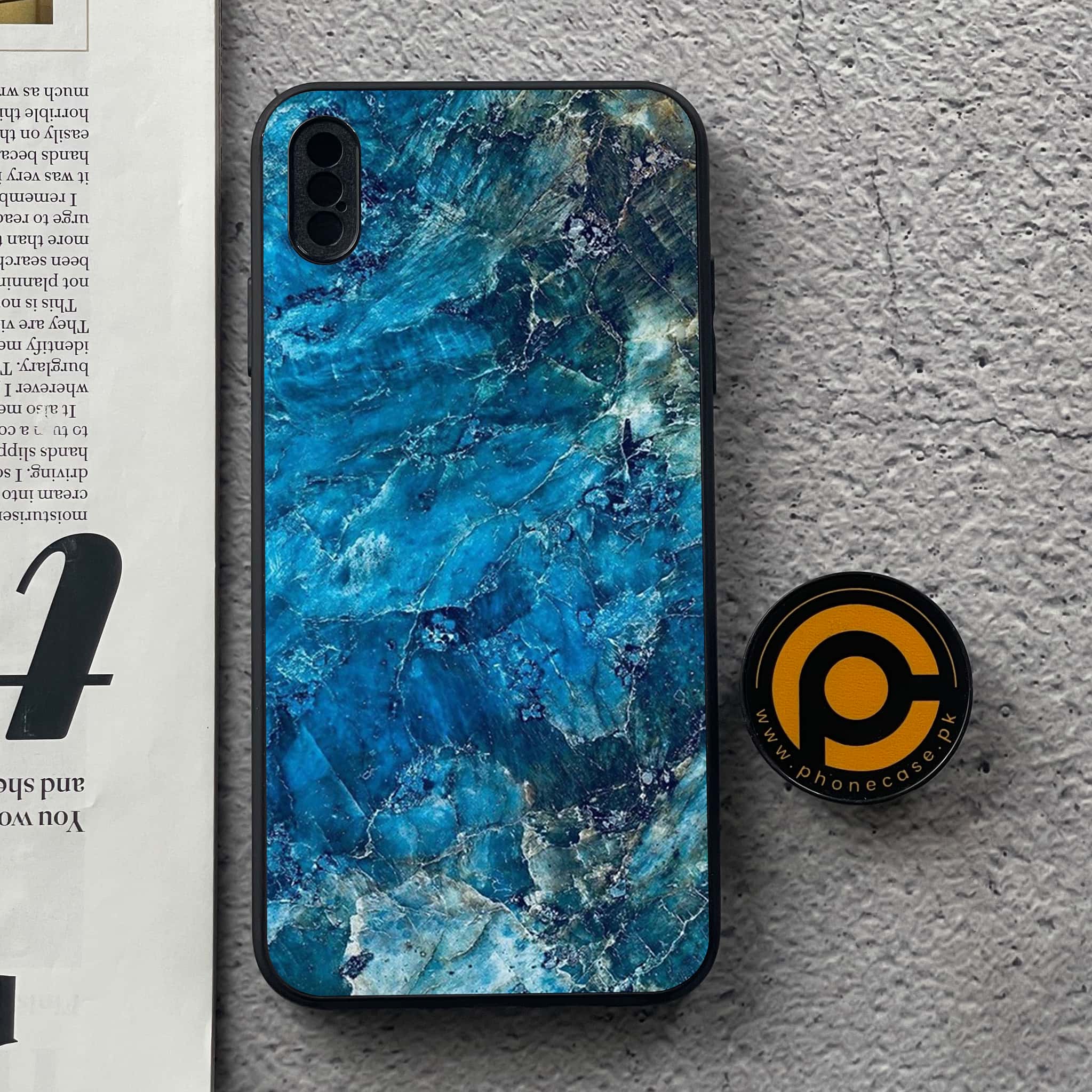 iPhone Xs Max - Blue Marble Series - Premium Metal Printed soft Bumper shock Proof Case