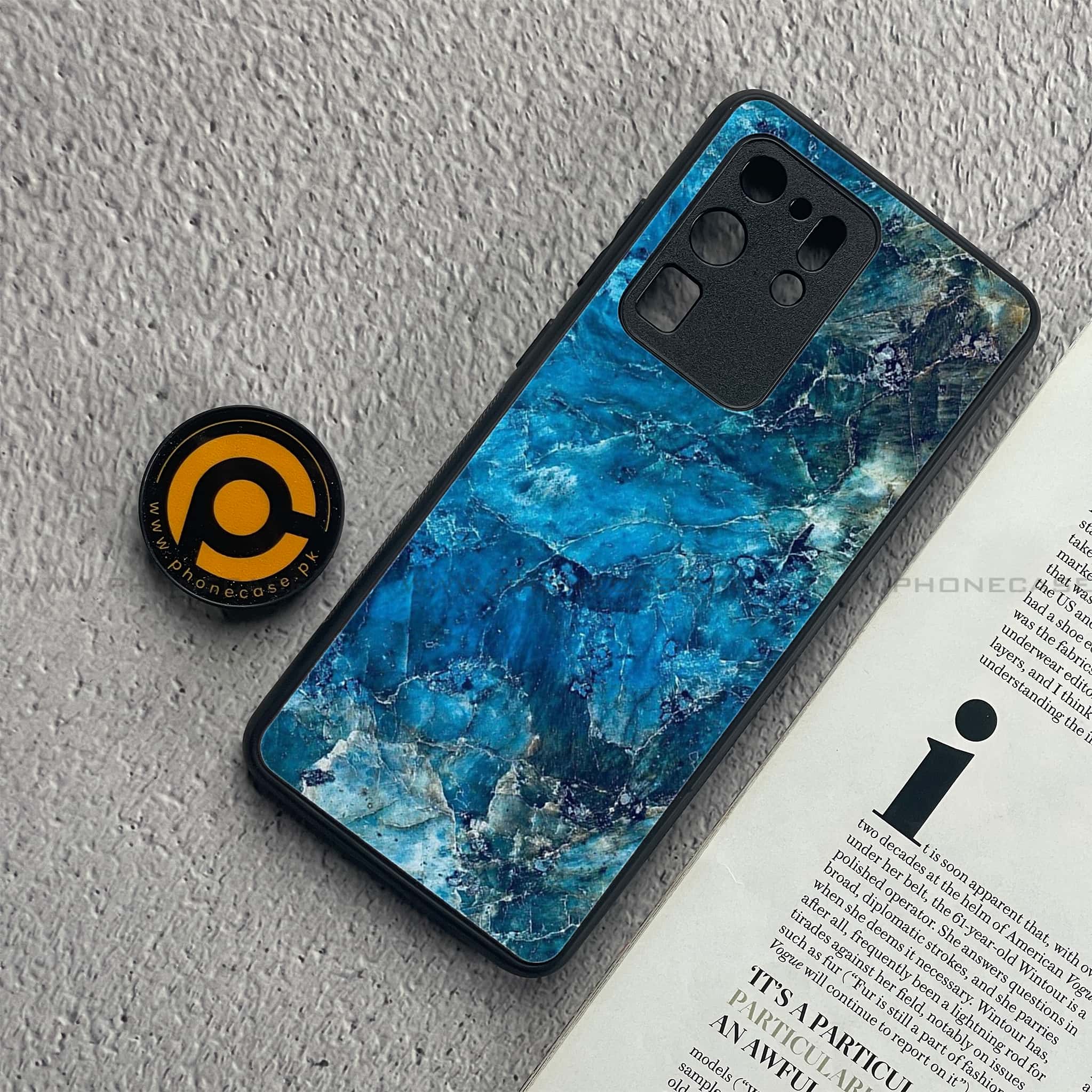 Samsung Galaxy S20 Ultra - Blue Marble Series - Premium Printed Glass soft Bumper shock Proof Case