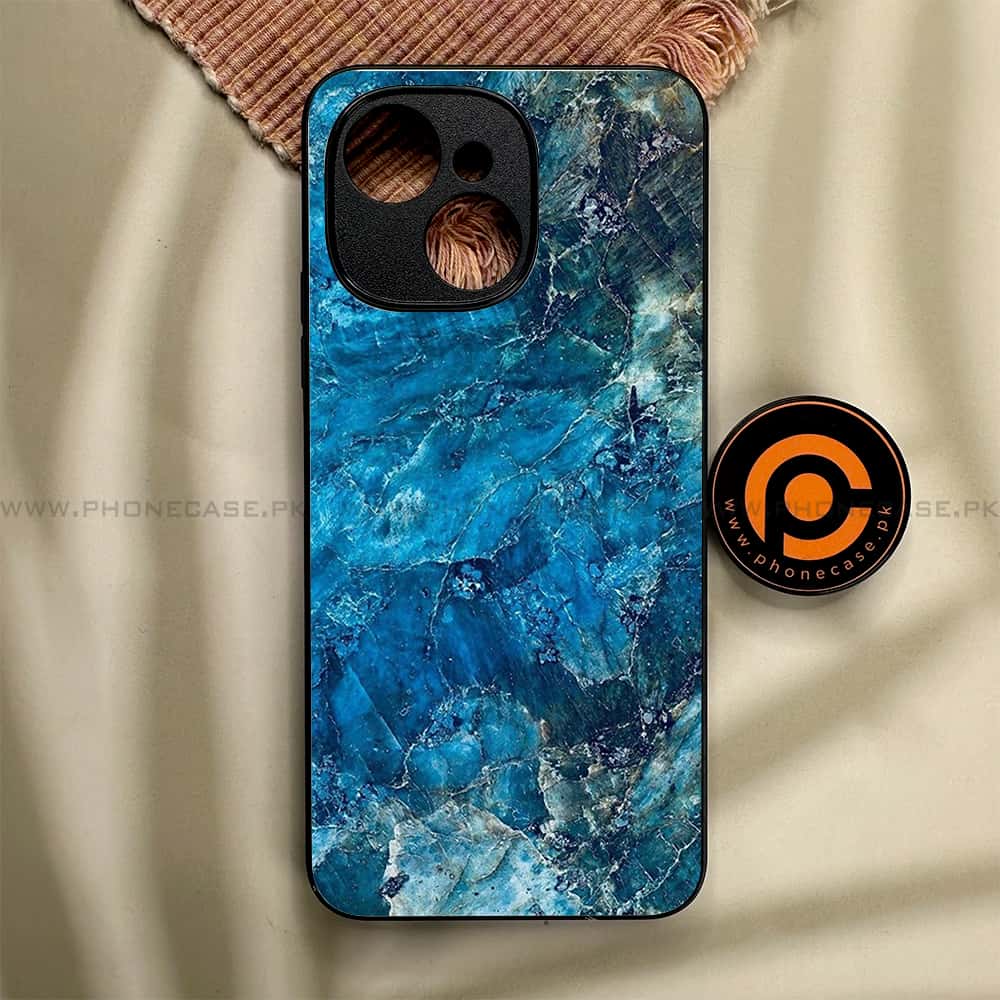 Tecno Spark 40C - Blue Marble Series - Premium Metal Printed soft Bumper shock Proof Case