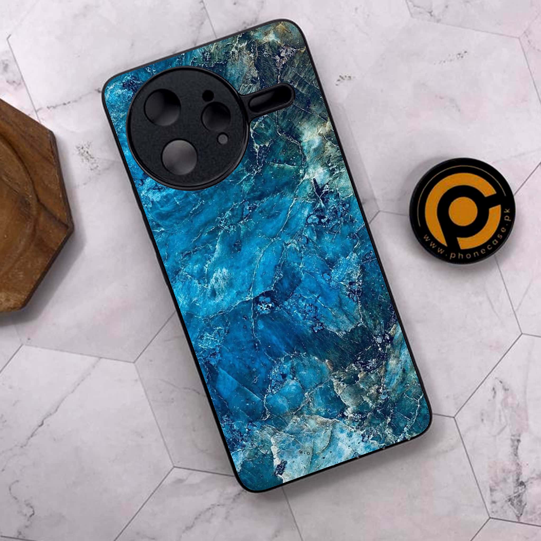 Xiaomi Poco F7 Ultra 5G - Blue Marble Series - Premium Metal Printed soft Bumper shock Proof Case