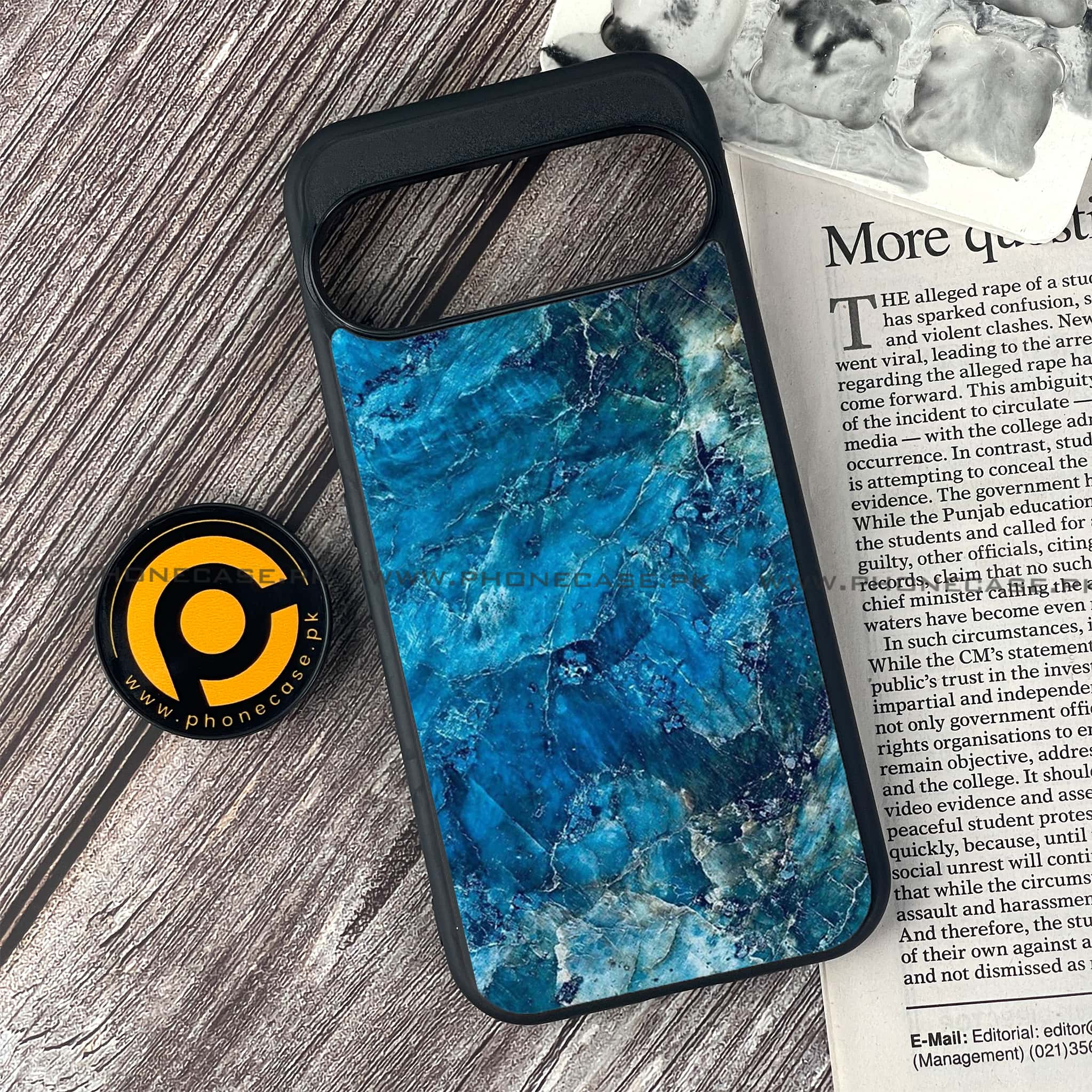 Google Pixel 9 Pro - Blue Marble Series - Premium Printed Glass soft Bumper shock Proof Case