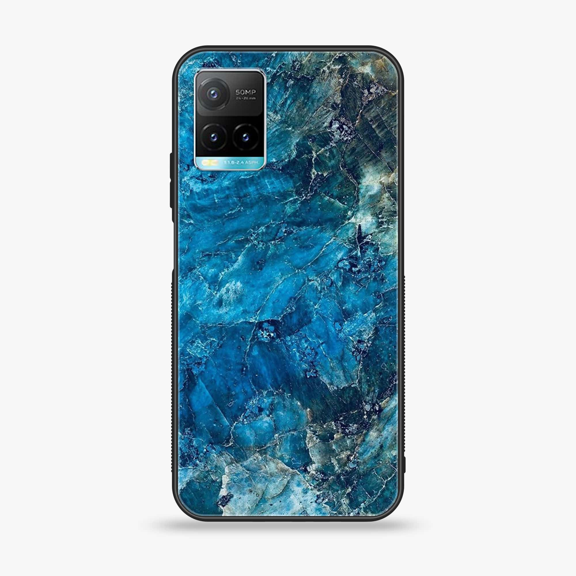 Vivo Y33T - Blue Marble Series - Premium Printed Glass soft Bumper shock Proof Case