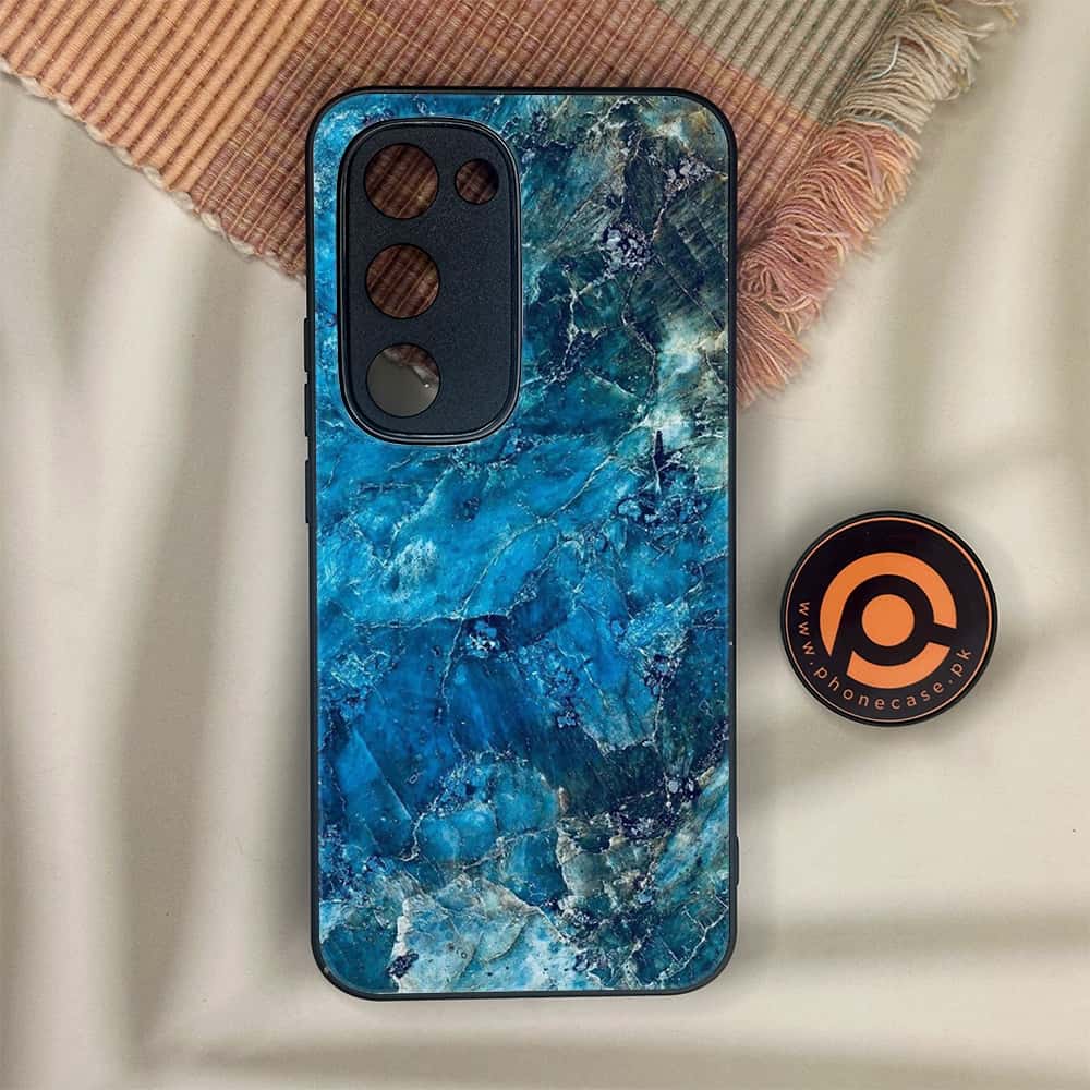 Tecno Spark 40 Pro Plus - Blue Marble Series - Premium Metal Printed soft Bumper shock Proof Case