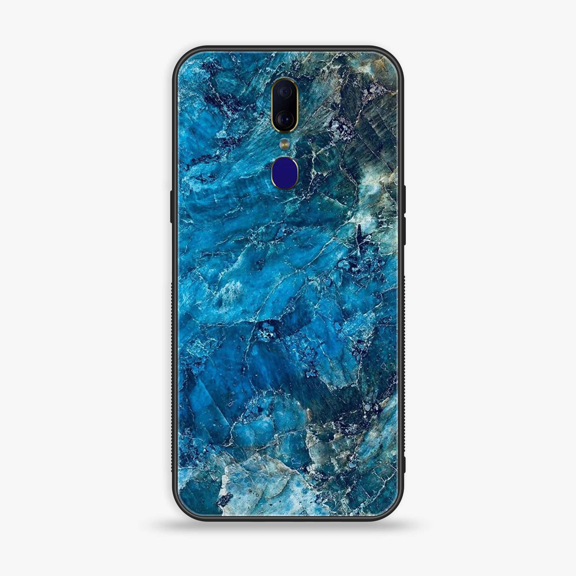 Oppo F11 - Blue Marble Series - Premium Printed Glass soft Bumper shock Proof Case