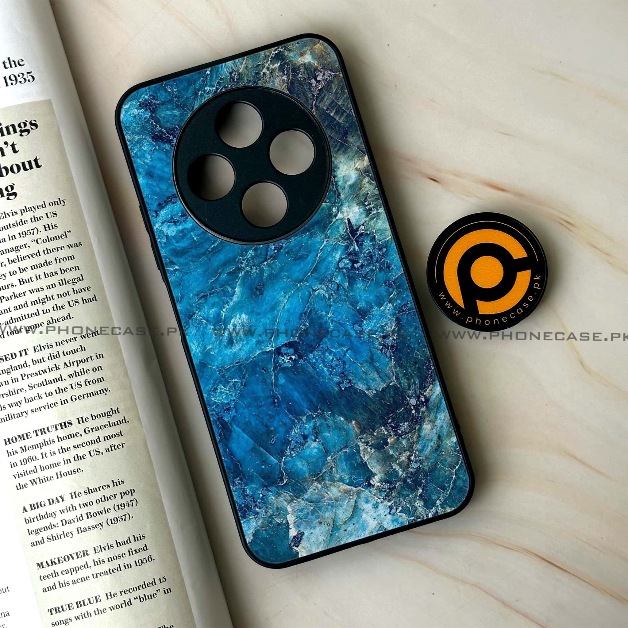 Oppo F27 Pro - Blue Marble Series - Premium Metal Printed soft Bumper Shock Proof Case