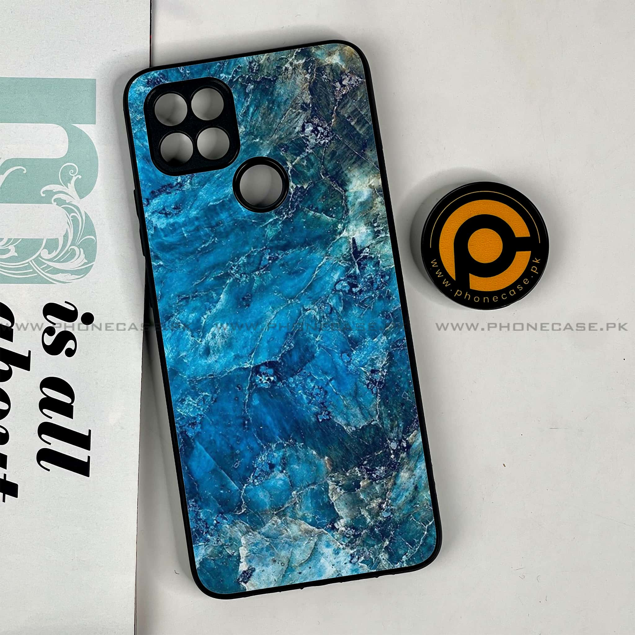 Oppo A15s - Blue Marble Series - Premium Printed Glass soft Bumper shock Proof Case