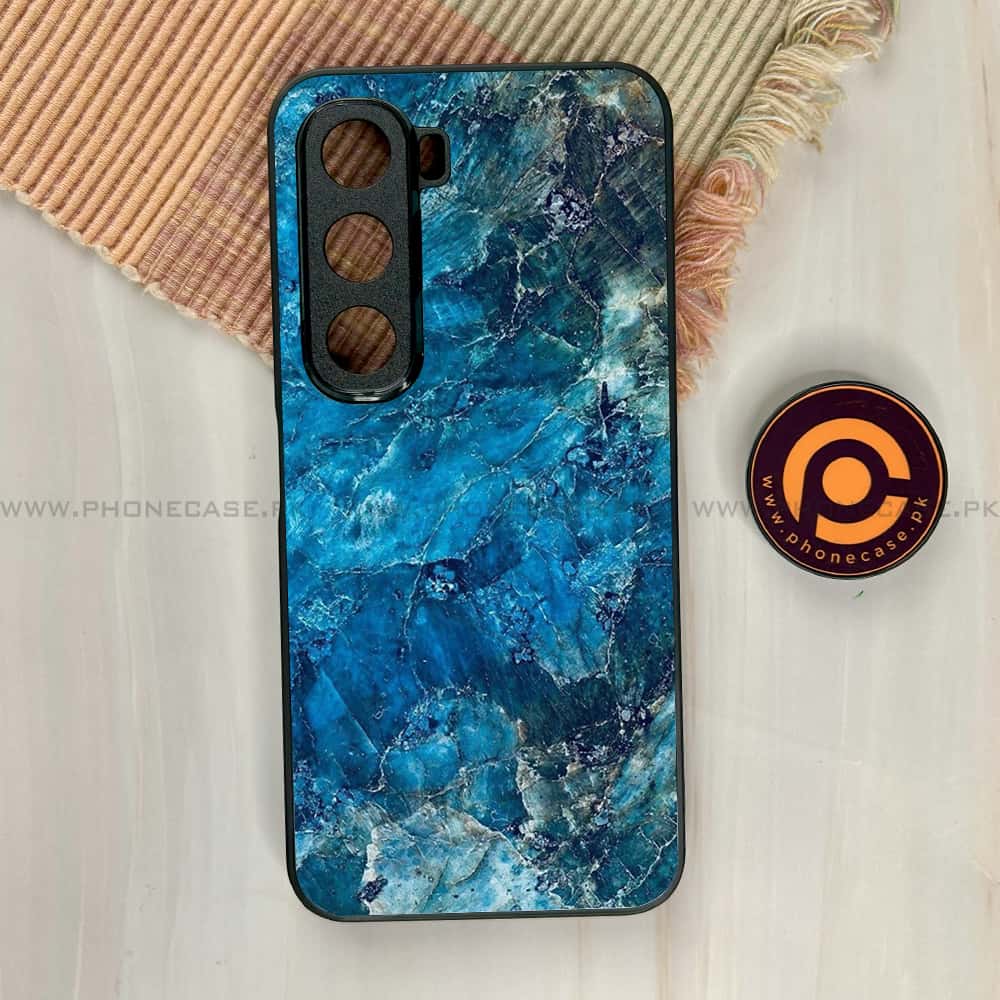 Infinix Hot 60i - Blue Marble Series - Premium Metal Printed soft Bumper shock Proof Case