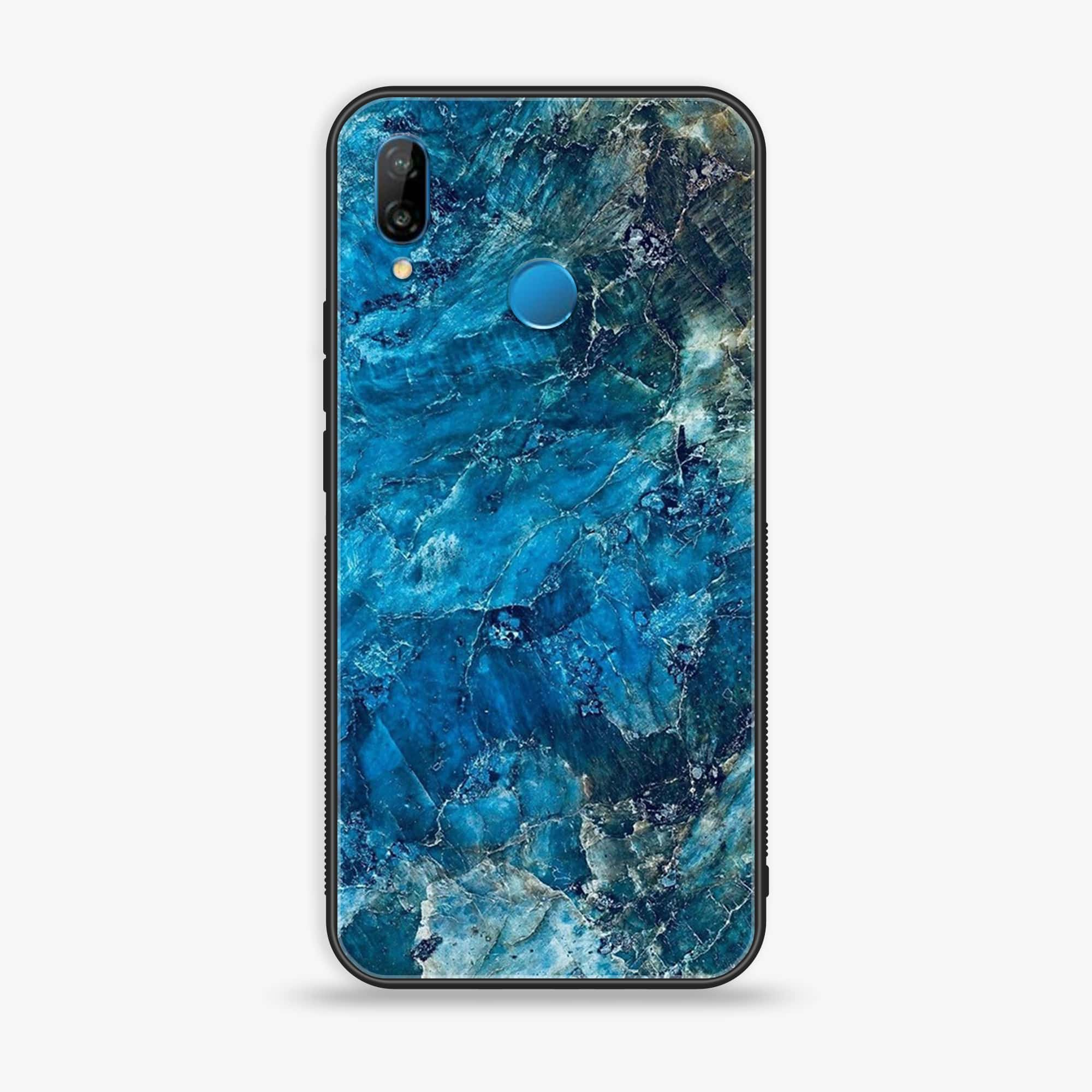 Huawei P20 lite - Blue Marble Series - Premium Printed Glass soft Bumper shock Proof Case