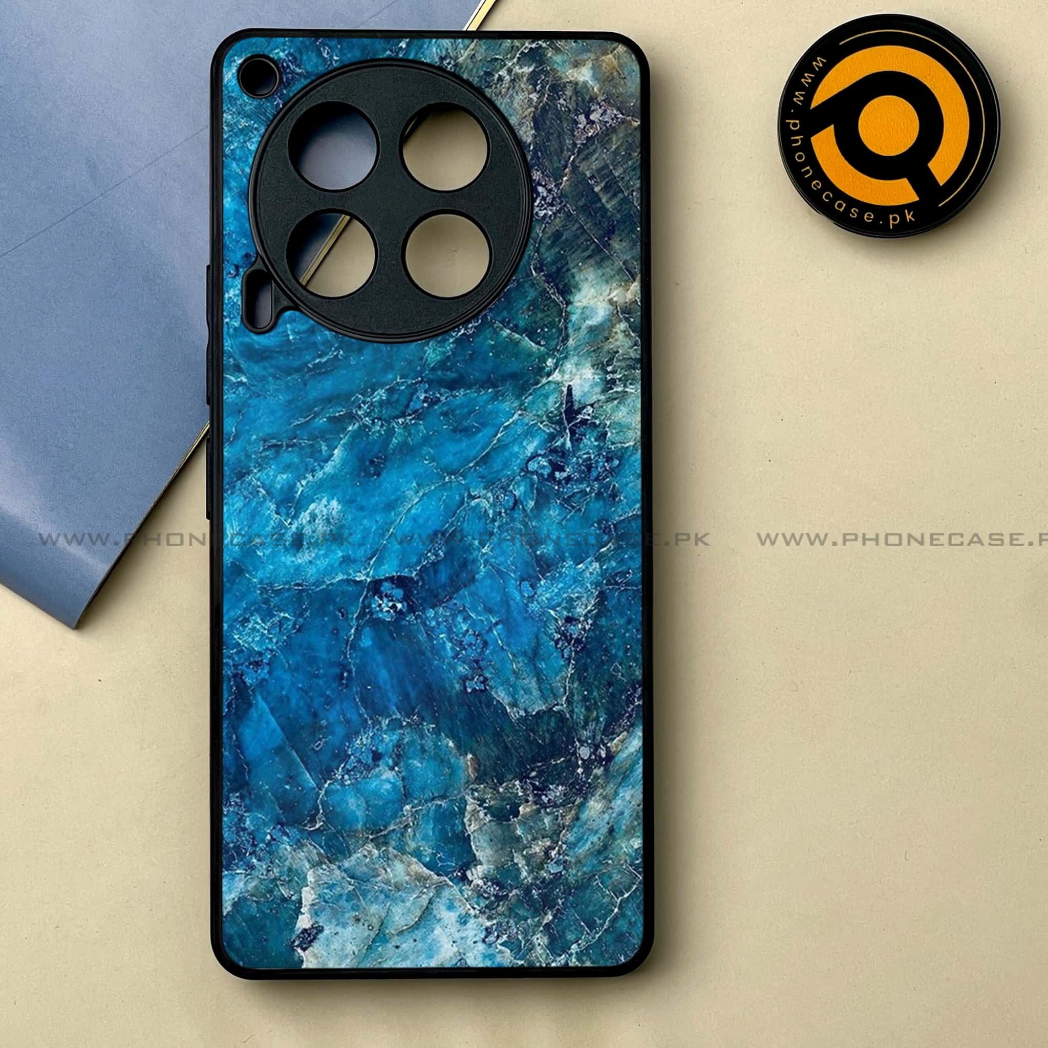 Tecno Camon 30 - Blue Marble Series -  Premium Printed Metal soft Bumper shock Proof Case