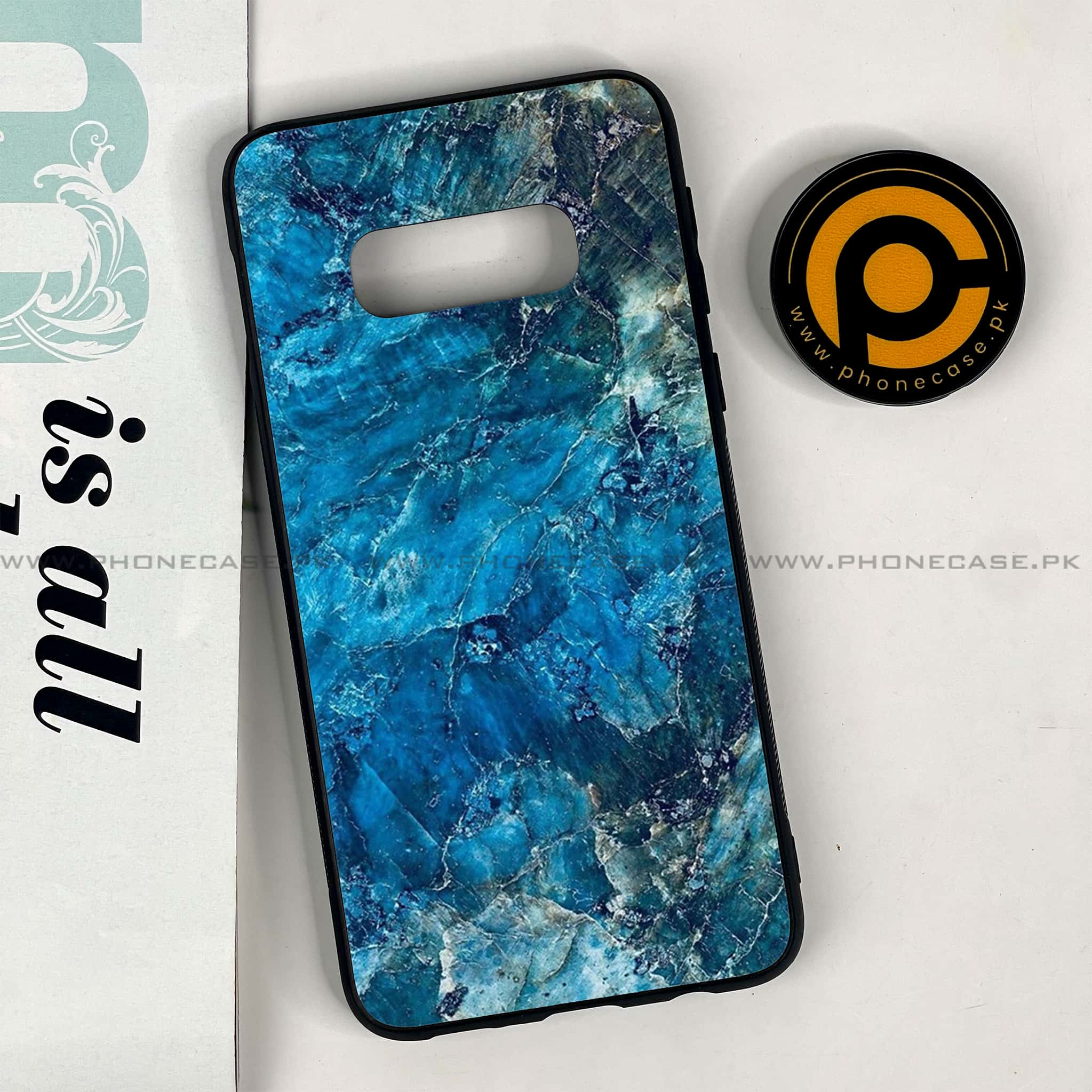 Galaxy S10e - Blue Marble Series - Premium Printed Glass soft Bumper shock Proof Case