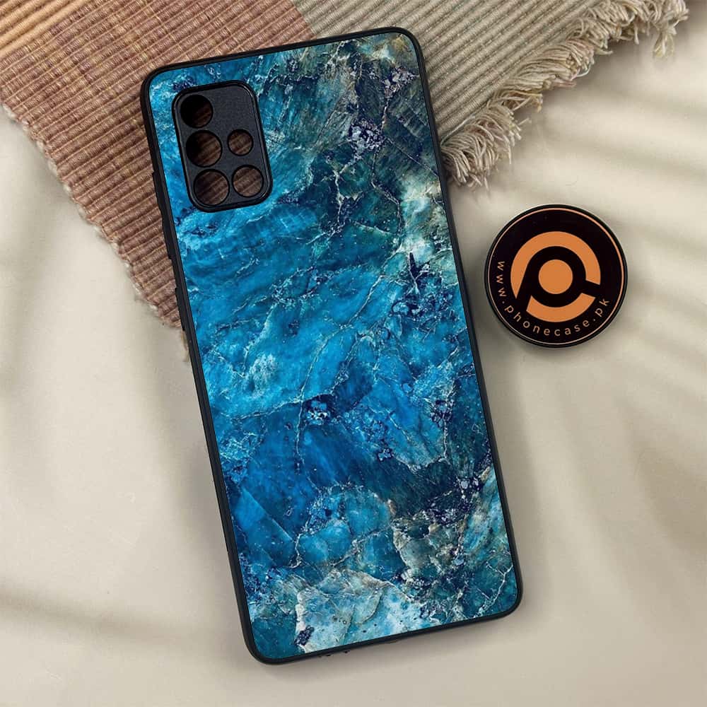 Samsung Galaxy A71 - Blue Marble Series - Premium Metal Printed soft Bumper shock Proof Case