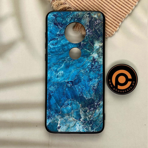 Moto G7 - Blue Marble Series - Premium Printed Glass soft Bumper shock Proof Case