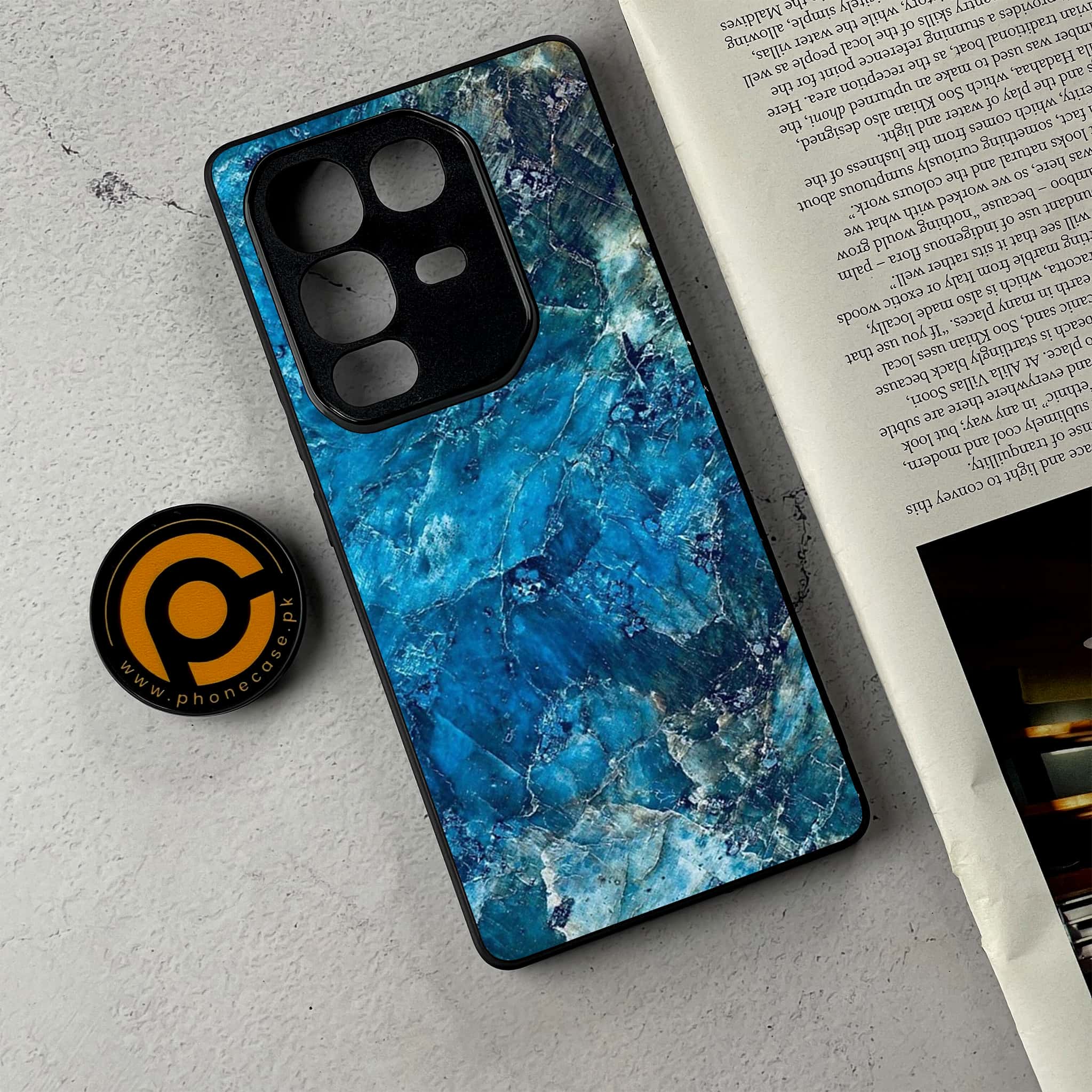 Infinix Note 50 Pro Plus - Blue Marble Series - Premium Metal Printed Soft Bumper Shockproof Case