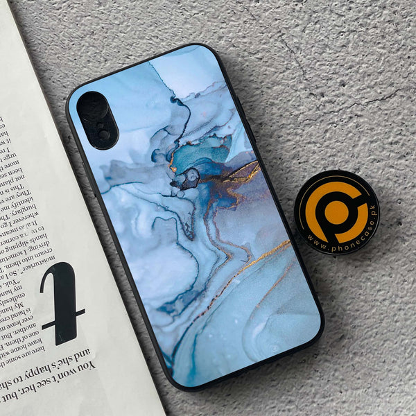 iPhone XR - Blue Marble Series - Premium Metal Printed soft Bumper shock Proof Case