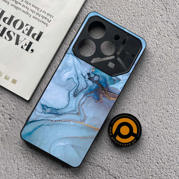 Tecno Pova 6 Neo - Blue Marble Series - Premium Metal  Printed soft Bumper shock Proof Case