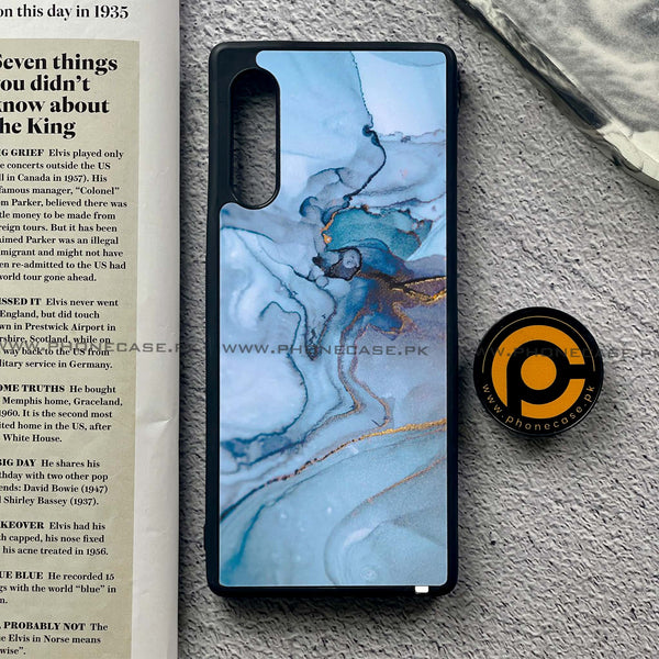 LG G9 - Blue Marble Series - Premium Printed Glass soft Bumper shock Proof Case