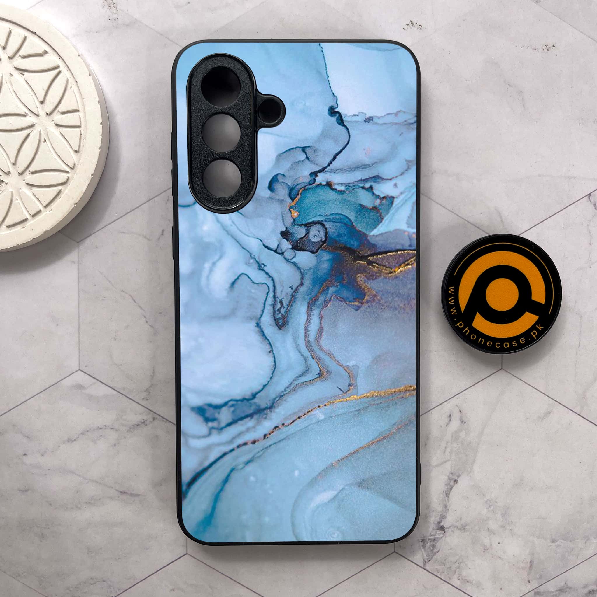 Samsung Galaxy A36 5G -  Blue Marble Series - Premium Metal Printed soft Bumper shock Proof Case