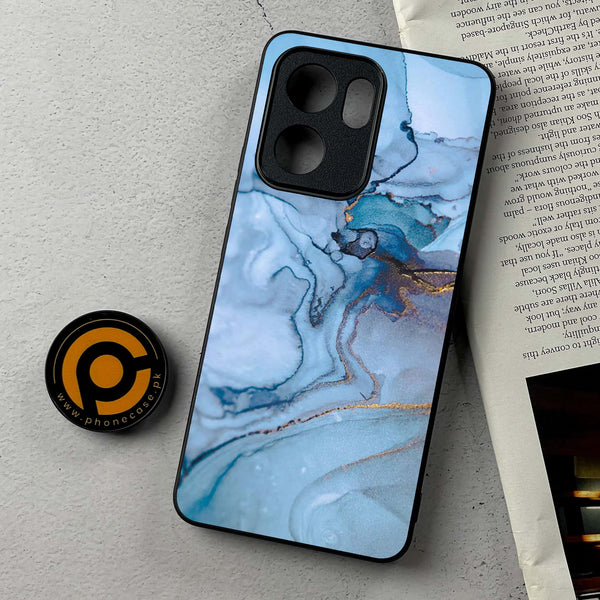 Oppo A5x - Blue Marble Series - Premium Metal Printed Soft Bumper Shockproof Case