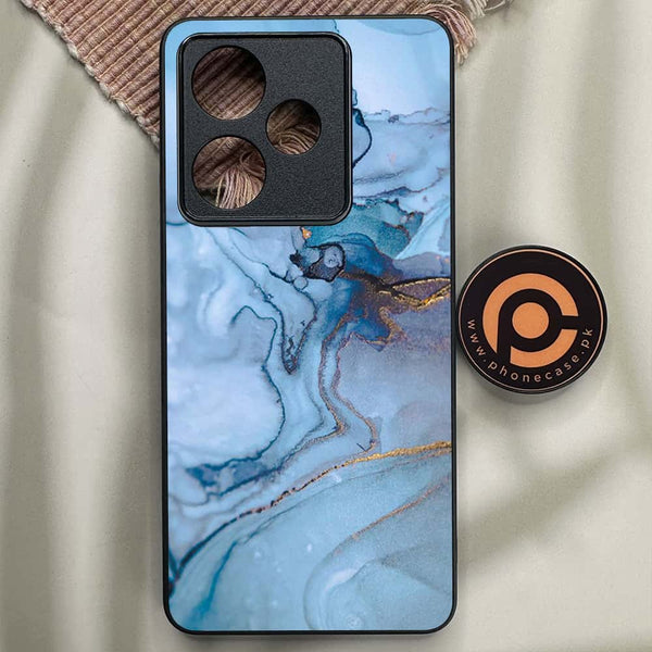 Realme GT 6T - Blue Marble Series - Premium Metal Printed soft Bumper shock Proof Case