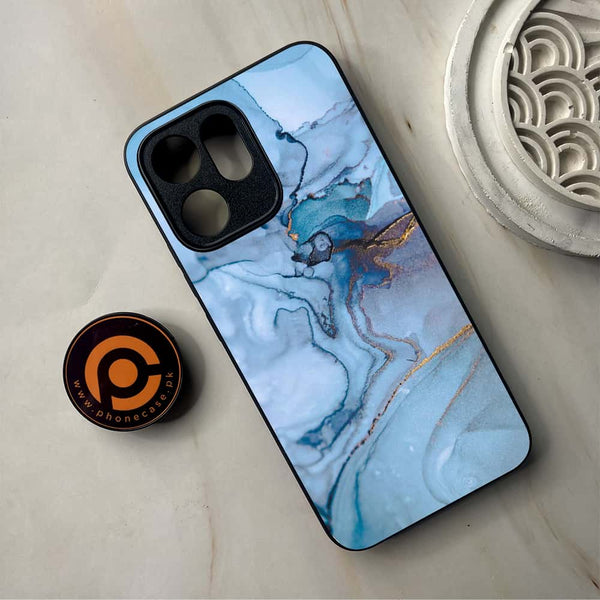 Oppo Reno 14F - Blue Marble Series - Premium Metal Printed Soft Bumper Shockproof Case