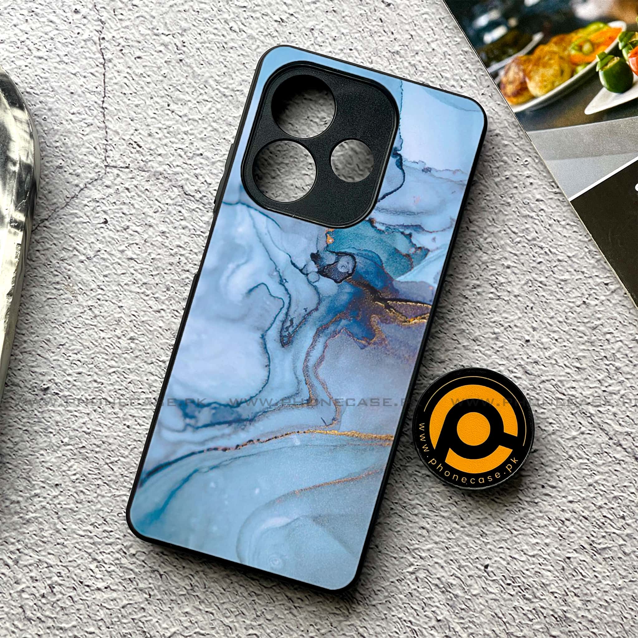 Oppo A5 Pro - Blue Marble Series - Premium Metal Printed soft Bumper shock Proof Case