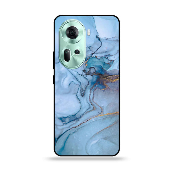 Oppo Reno 11 5G - Blue Marble Design 1 - Premium Metal  Printed soft Bumper shock Proof Case  CS-29415