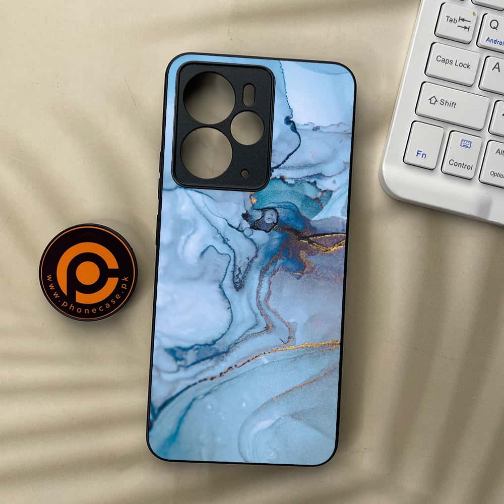 Realme 14T 5G - Blue Marble Series - Premium Metal Printed soft Bumper Shock Proof Case