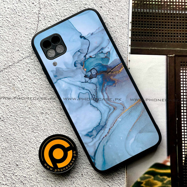 Huawei P40 Lite - Blue Marble Series - Premium Printed Glass soft Bumper shock Proof Case