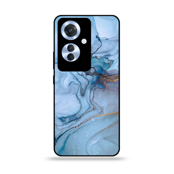 Oppo F25 Pro - Blue Marble Series - Premium Printed Glass soft Bumper shock Proof Case