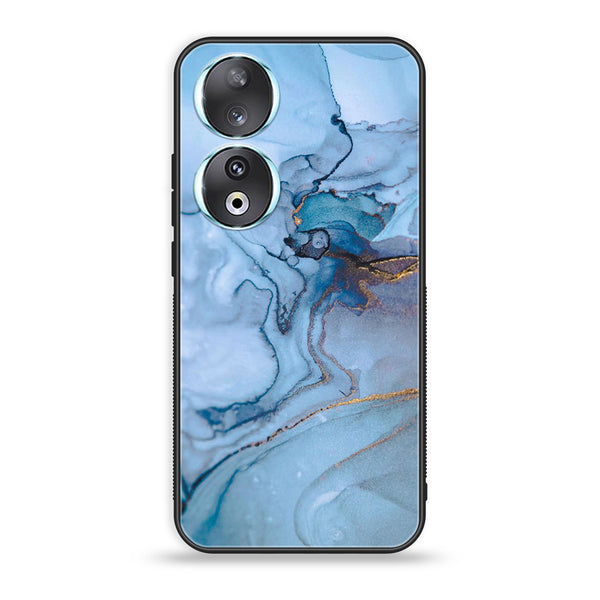 Huawei Honor 90 - Blue Marble Series - Premium Printed Glass soft Bumper shock Proof Case