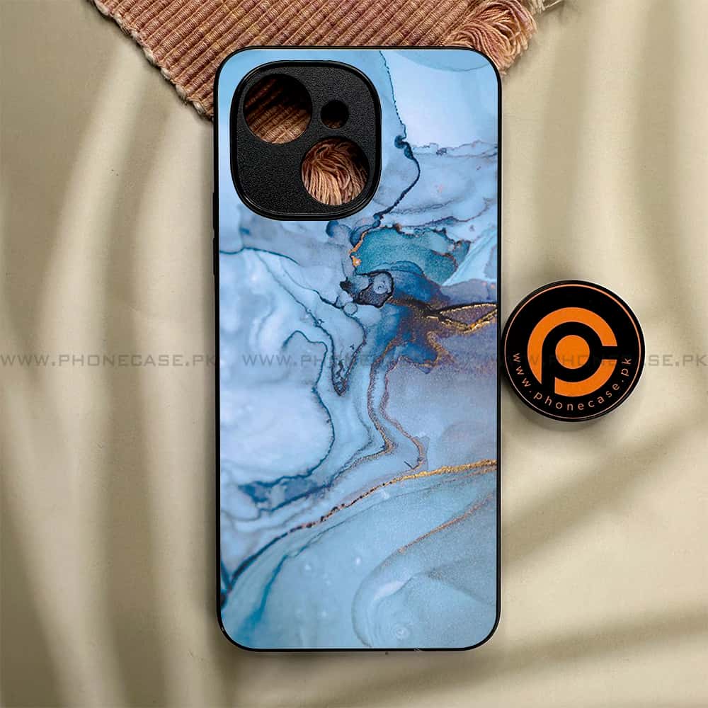 Tecno Spark 40C - Blue Marble Series - Premium Metal Printed soft Bumper shock Proof Case