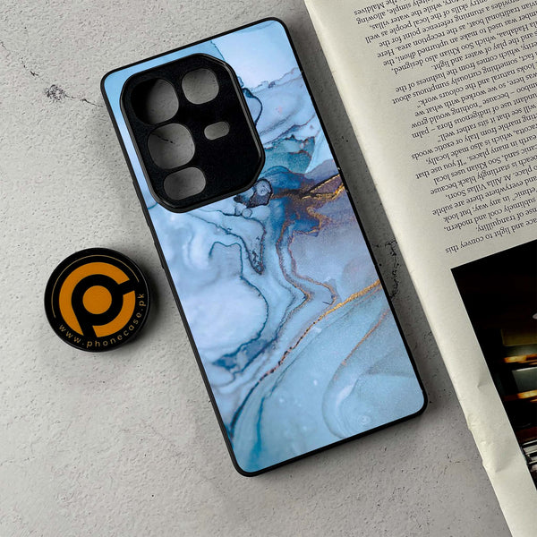 Infinix Note 50 Pro Plus - Blue Marble Series - Premium Metal Printed Soft Bumper Shockproof Case