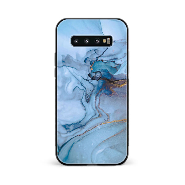 Galaxy S10 Plus - Blue Marble Series - Premium Printed Glass soft Bumper shock Proof Case