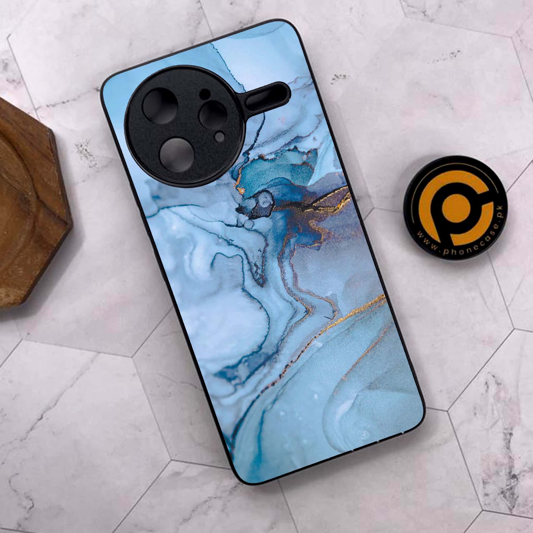 Xiaomi Poco F7 Ultra 5G - Blue Marble Series - Premium Metal Printed soft Bumper shock Proof Case