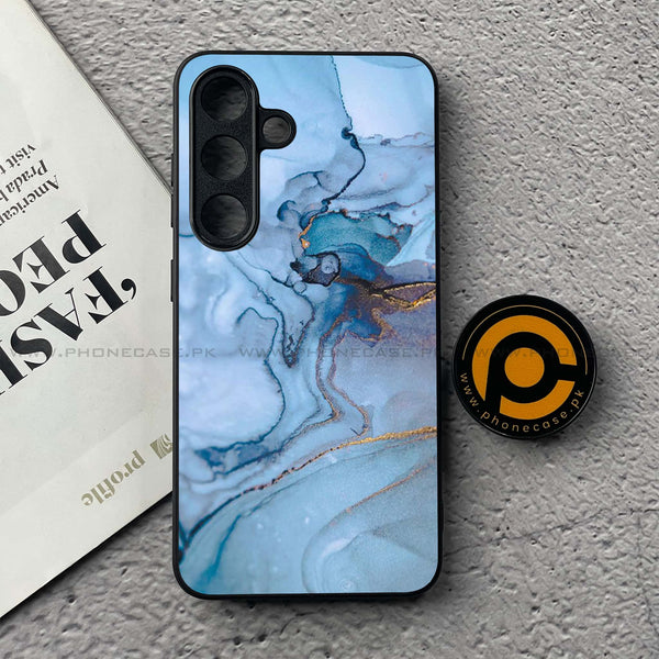 Samsung Galaxy S25 FE - Blue Marble Series - Premium Metal Printed soft Bumper shock Proof Case