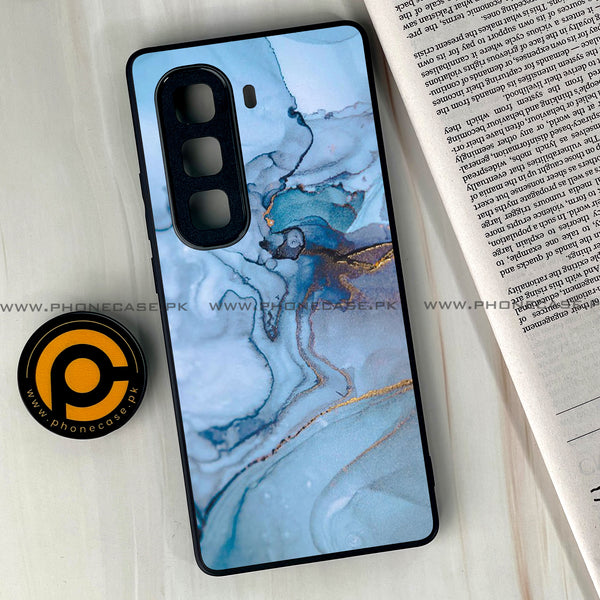 Infinix Hot 50 Pro Plus - Blue Marble  Design 1 - Premium Printed Glass soft Bumper shock Proof Case  CS-24085